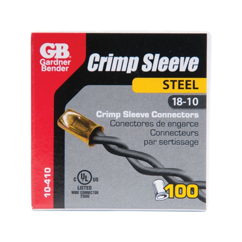 GB 10-410 Crimp Connector, 18 to 10 AWG Wire, Steel Contact, Silver Silver
