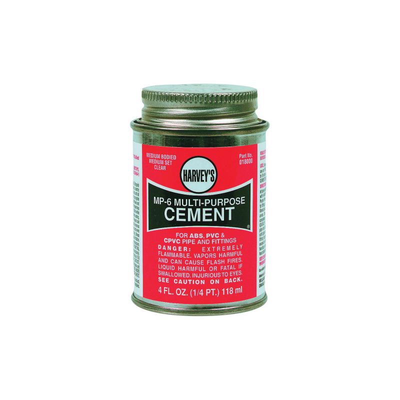 Harvey 18000-24 Solvent Cement, 4 oz Can, Liquid, Milky Clear Milky Clear