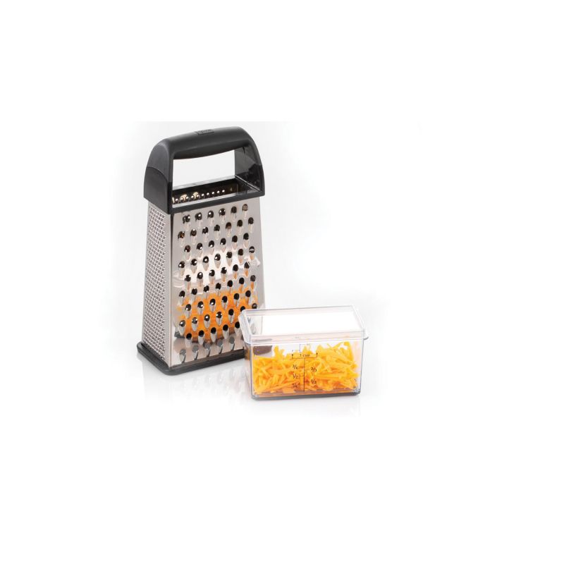 Goodcook 20307 Box Grater with Lidded Container, Stainless Steel, Black Black