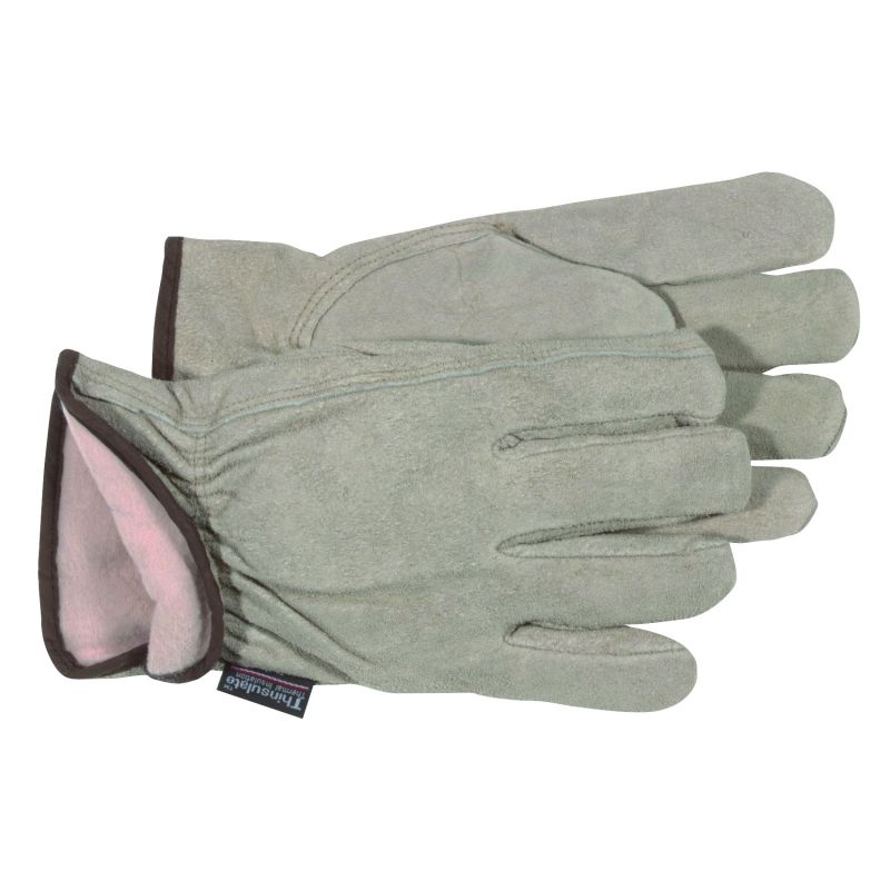 Boss 7179L Gloves, L, Keystone Thumb, Open, Shirred Elastic Back Cuff, Cowhide Leather, Gray L, Gray