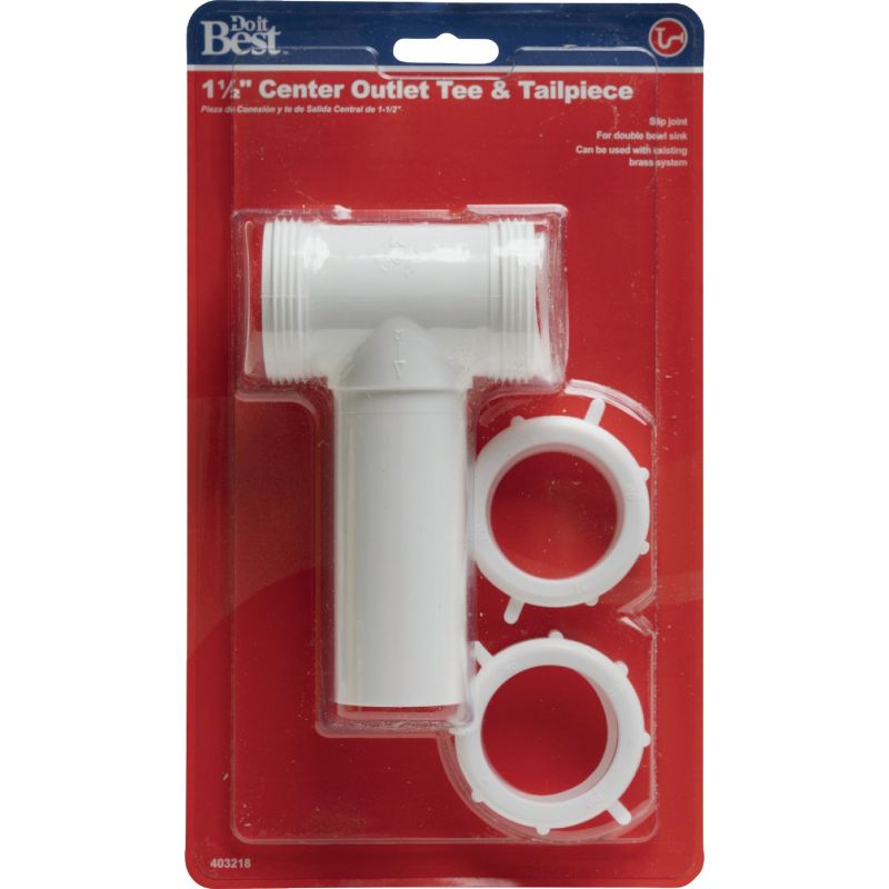 Do it White Plastic Center Outlet Tee And Tailpiece 1-1/2 In.