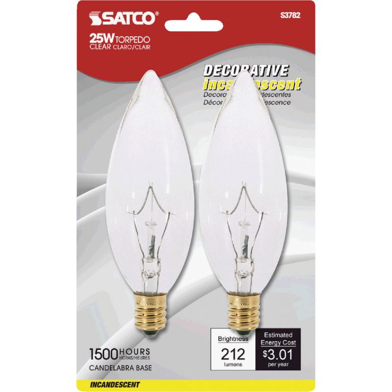 Satco Candelabra BA9.5 Incandescent Decorative Light Bulb