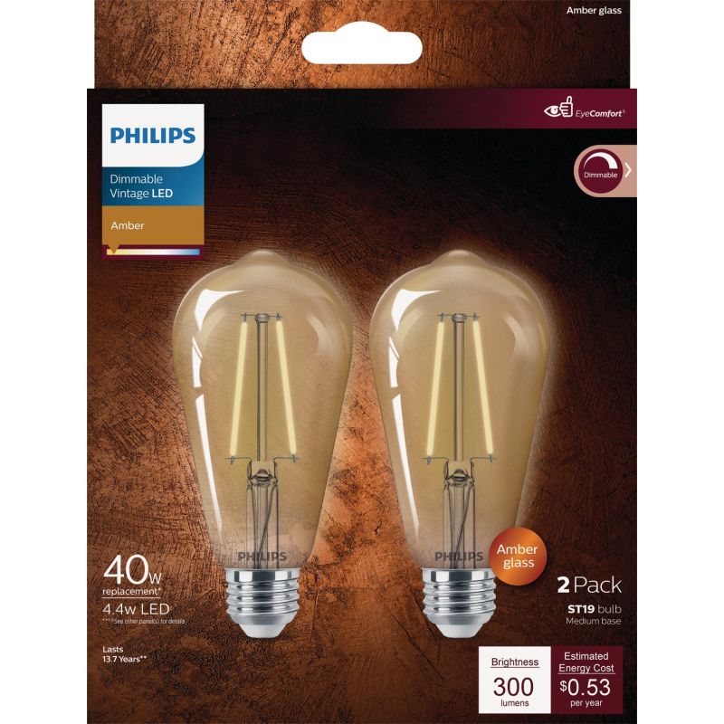 Philips ST19 Medium Amber LED Decorative Light Bulb