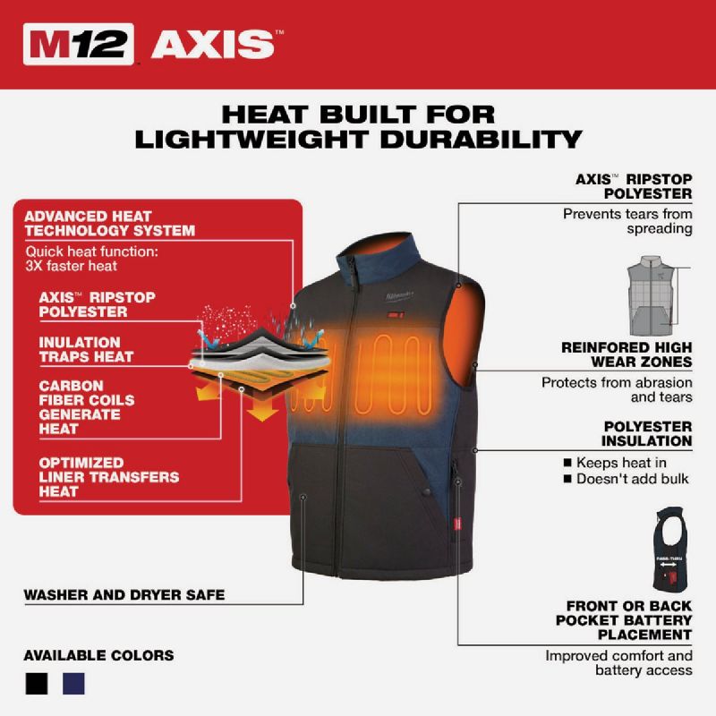 Milwaukee M12 Axis Cordless Heated Vest Kit XL, Black