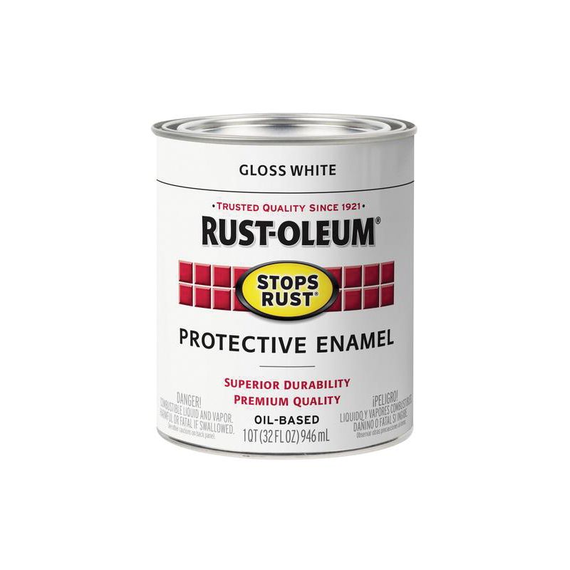 Rust-Oleum 353582 Rust Preventative Paint, Oil, Gloss, White, 1 qt, 80 to 175 sq-ft Coverage Area White