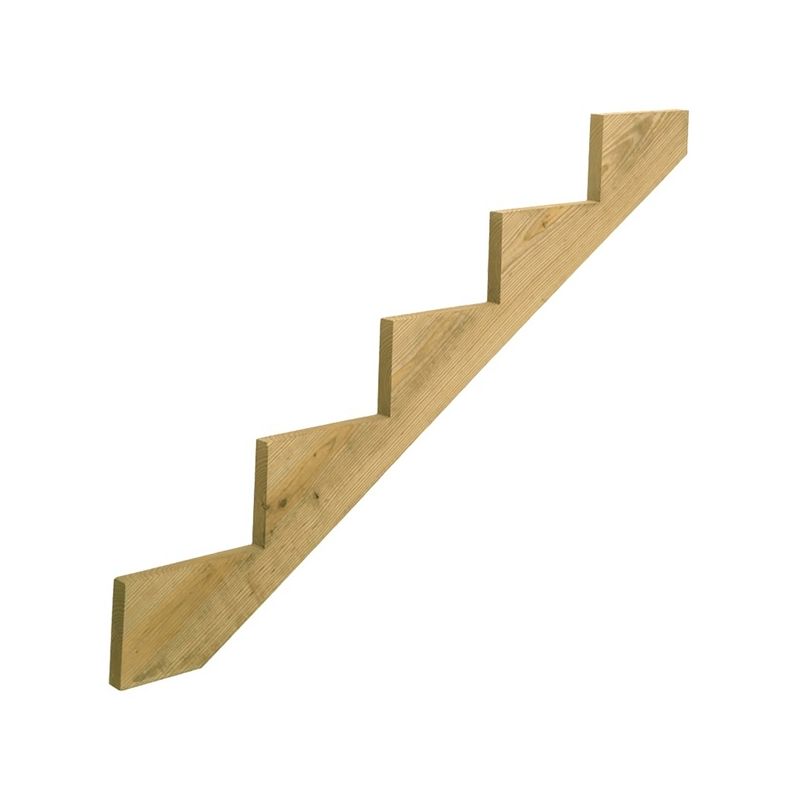 UFP 279714 Stair Stringer, 59.77 in L, 11-1/4 in W, 5-Step, Wood, Yellow, Treated Yellow