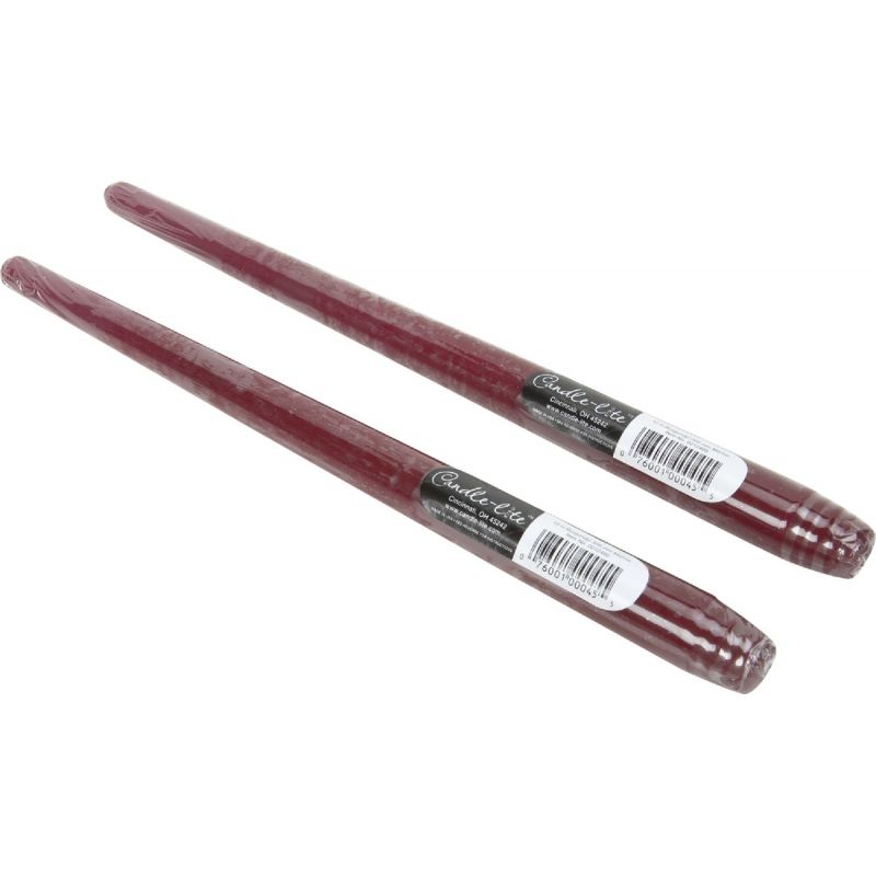 Candle-lite Taper Candle 12 In., Burgundy (Pack of 12)