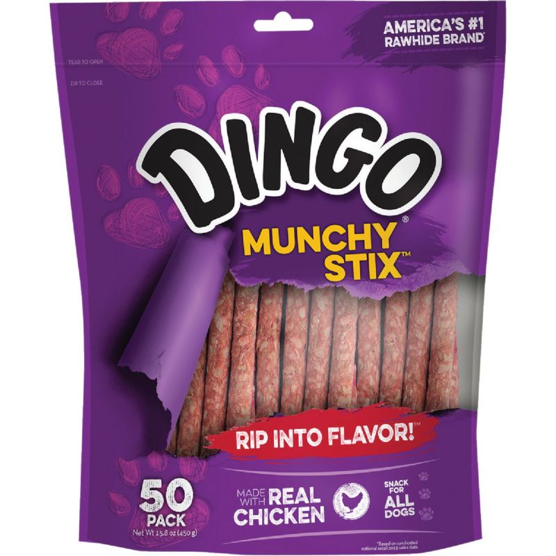Dingo Munchy Stix Rawhide Chew Sticks 50-Pack