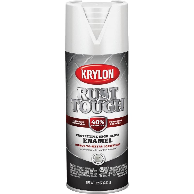Krylon Rust Tough Alkyd Enamel Spray Paint White, 12 Oz.