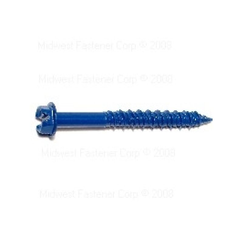 Midwest Fastener 09268 Masonry Screw, 1/4 in Dia, 2-1/4 in L, Steel, 100/PK Blue Ruspert