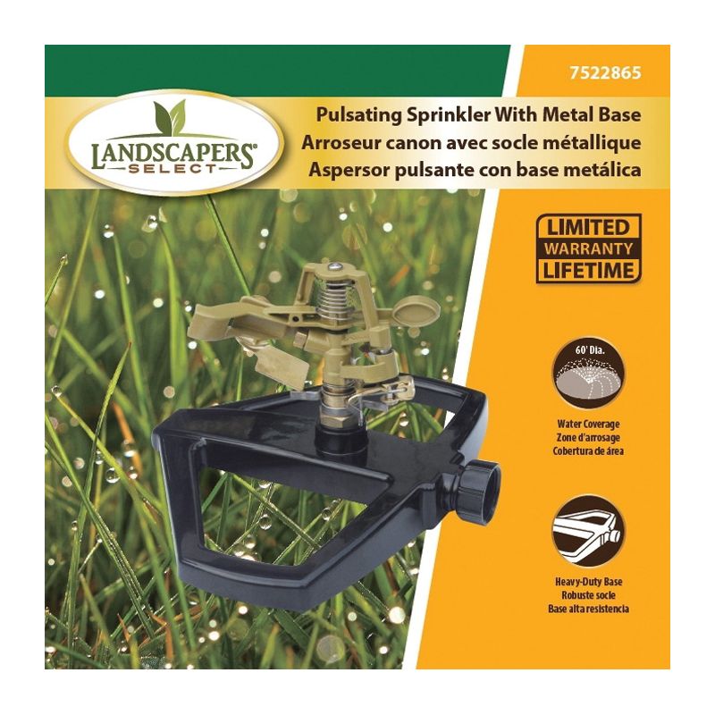 Landscapers Select GS81813L Impulse Lawn Sprinkler, Female, Round, Zinc Black