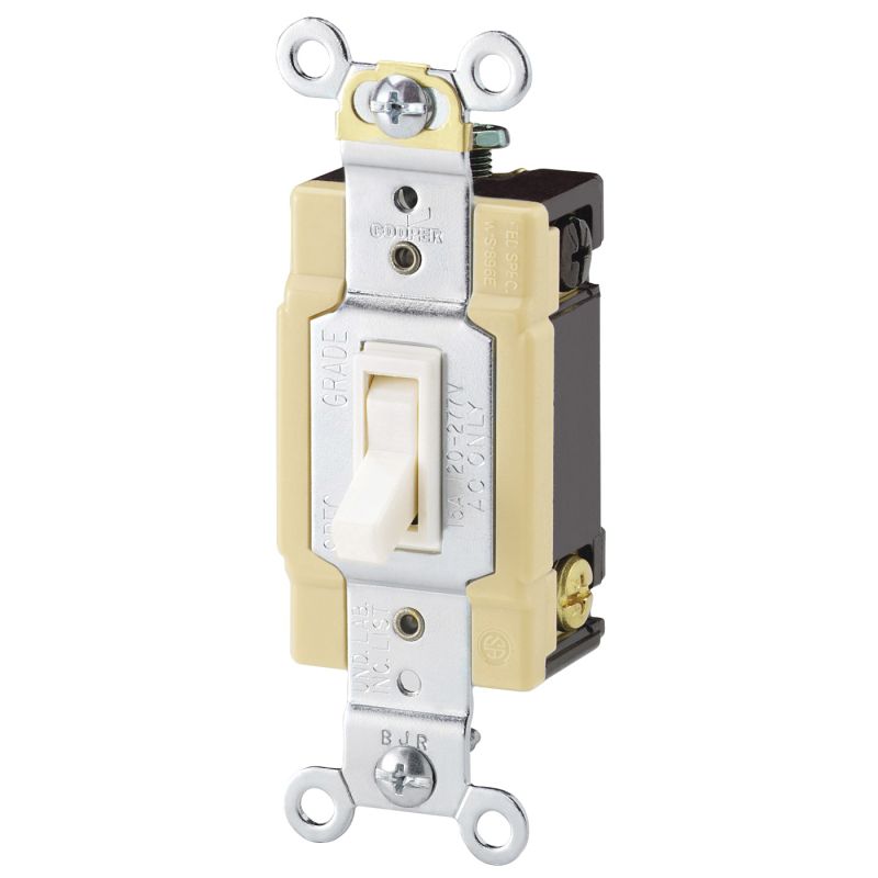 Eaton Wiring Devices 1242-7V-BOX Toggle Switch, 15 A, 120 V, 4 -Position, Lead Wire Terminal, Ivory Ivory