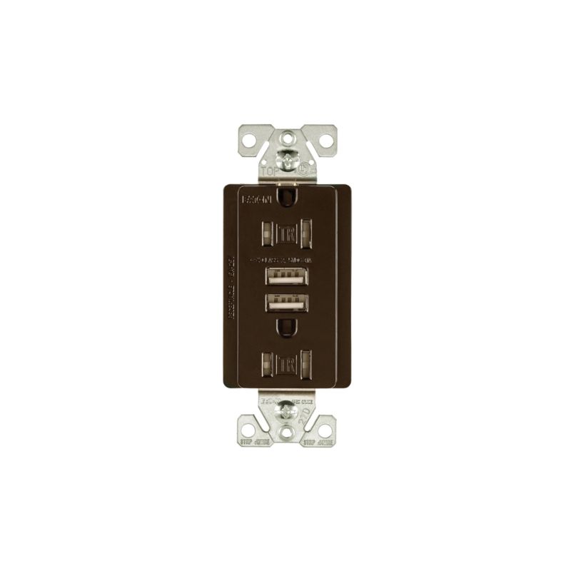 Arrow Hart TR7755RB-K-L Combination USB Receptacle, 2 -Pole, 3.1 A USB, 15 A Receptacle, 2 -USB Port