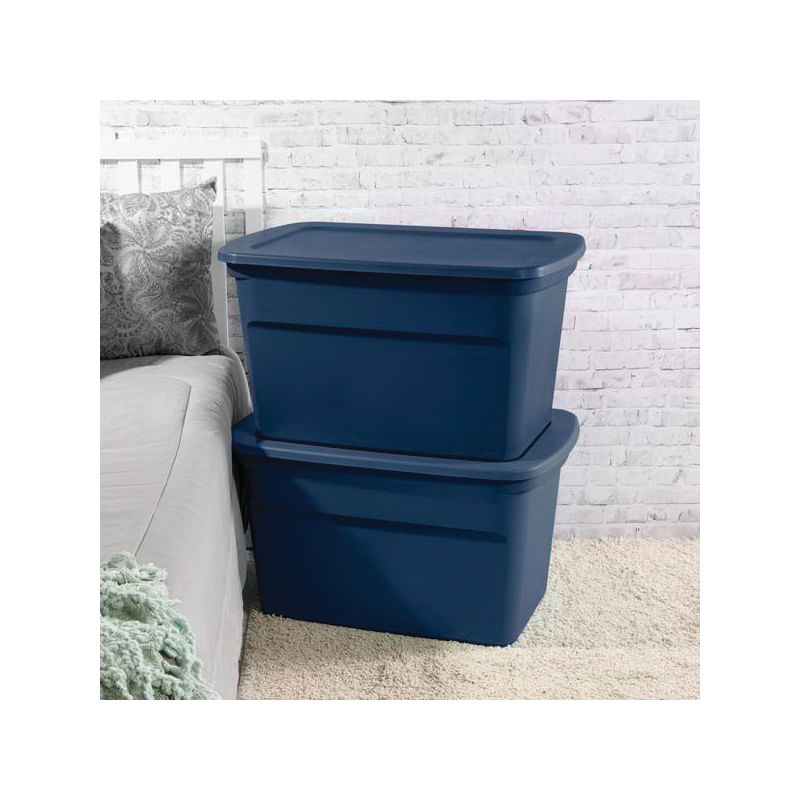 Sterilite 17367406 Storage Tote, Plastic, Marine Blue, 30-1/2 in L, 20-1/4 in W, 17-1/8 in H 30 Gal, Marine Blue