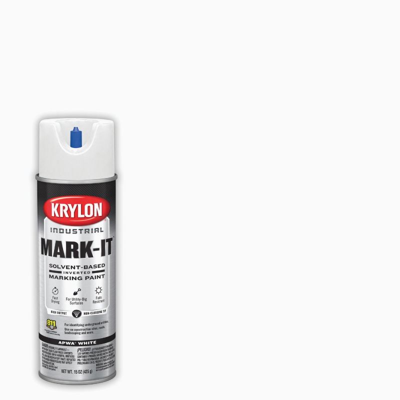 Krylon Mark-It Inverted Marking Spray Paint APWA White, 15 Oz.