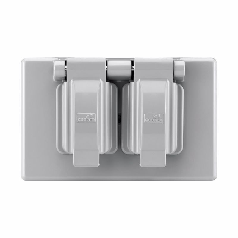 Eaton Wiring Devices S1962 Cover, 4-9/16 in L, 2-7/8 in W, Rectangular, Thermoplastic, Gray Gray