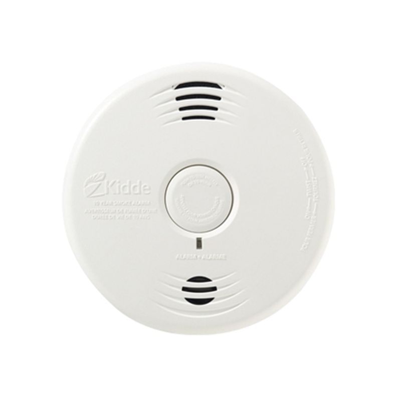 Kidde P3010B-CA Talking Smoke Alarm, 10 ft, LED Display, 85 dB, Alarm: Audio, Photoelectric Sensor, White White