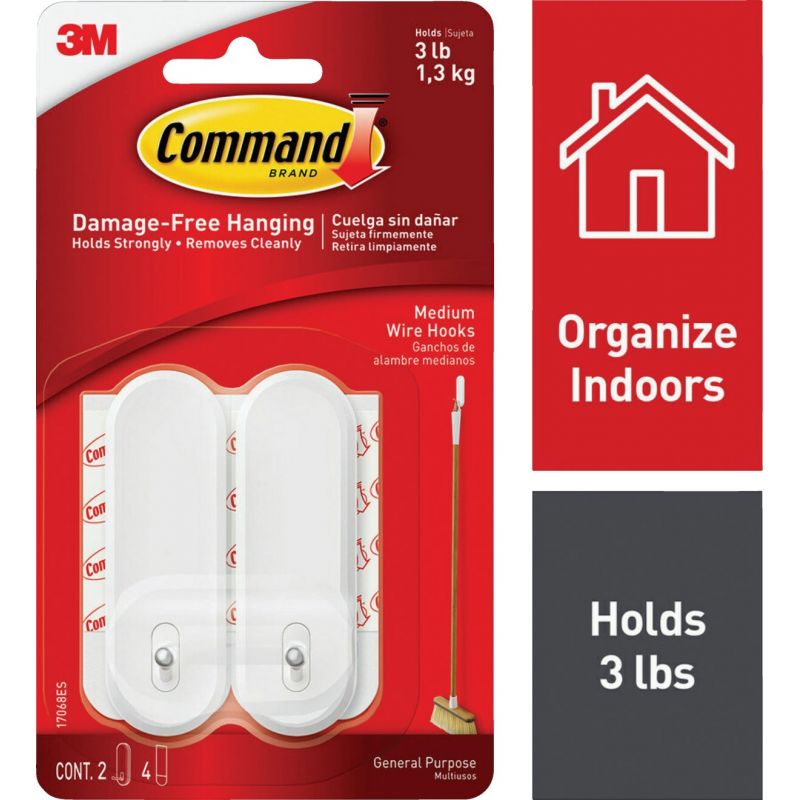 Command Wire Adhesive Hook White