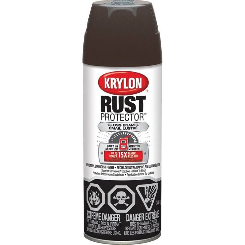 Krylon Rust Protector 469005000 Rust Preventative Spray Paint, Gloss, Leather Brown, 12 oz, Can Leather Brown