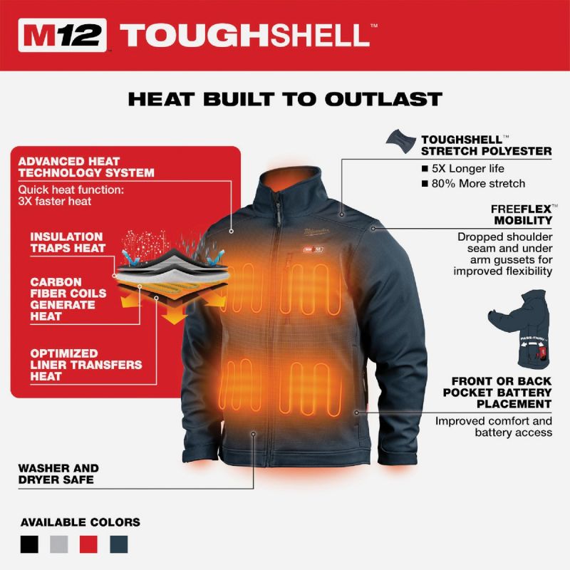 Milwaukee M12 ToughShell Heated Jacket Kit XL, Gray