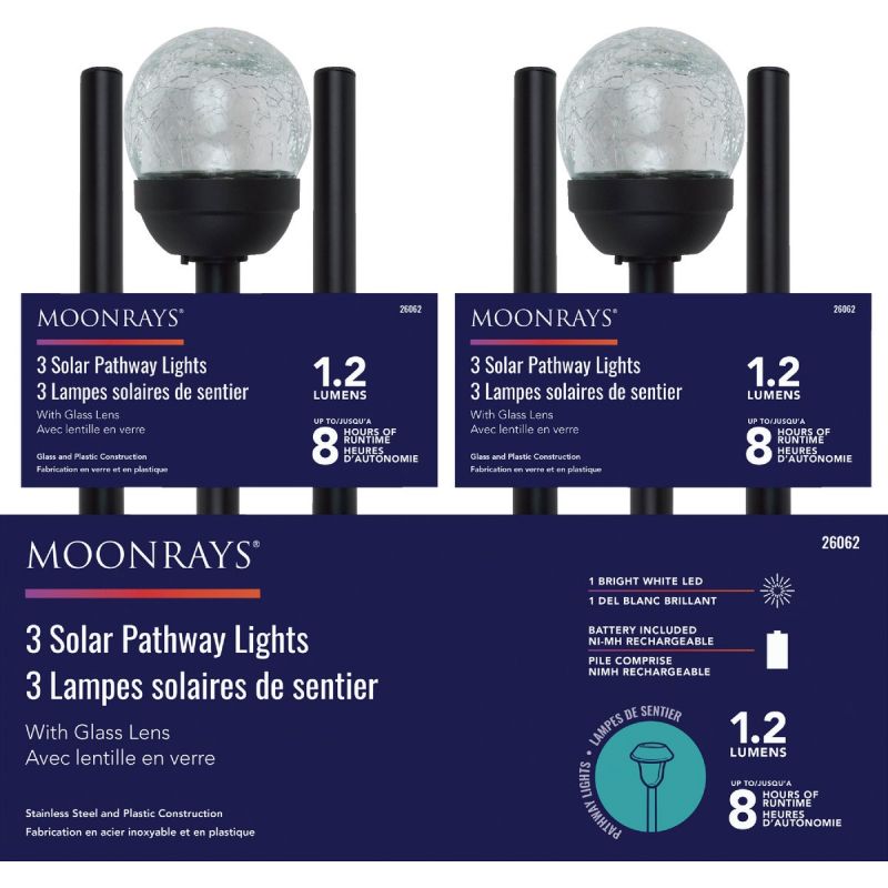 Moonrays Crackle Glass Ball Solar Stake Light Black (Pack of 12)