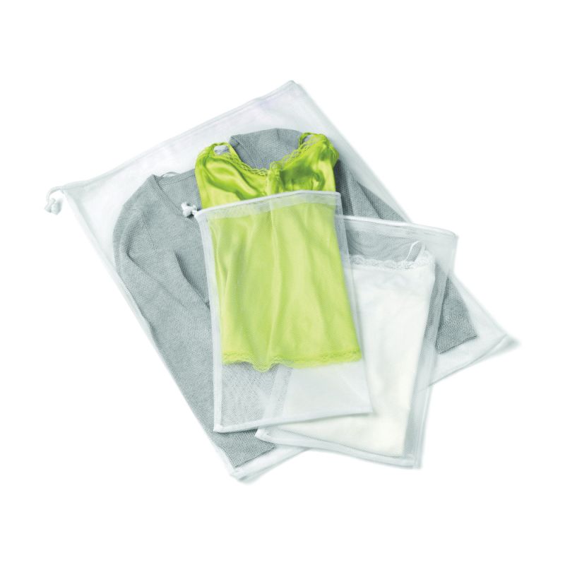 Honey-Can-Do LBG-01148 Mesh Wash Bag Kit, Drawstring Closure, Fabric, White White