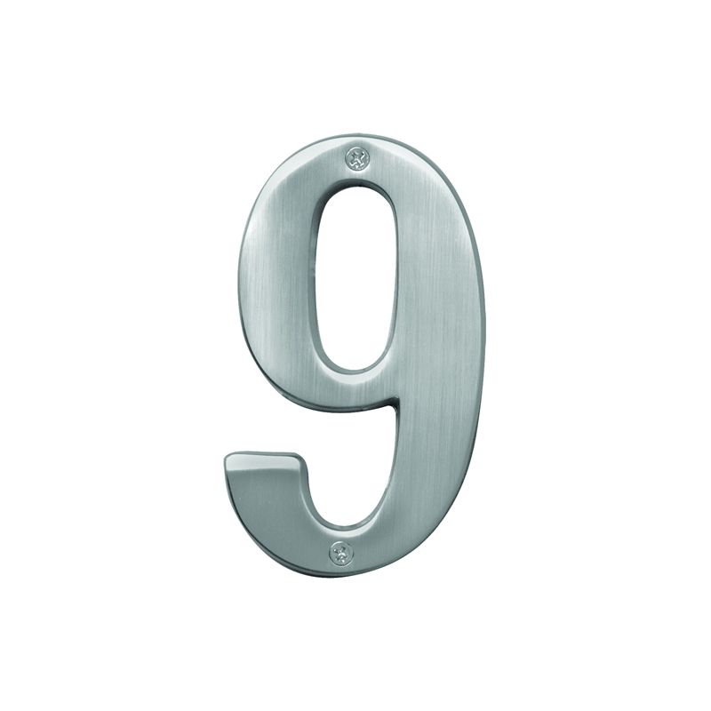 Hy-Ko Prestige Series BR-51SN/9 House Number, Character: 9, 5 in H Character, Nickel Character, Solid Brass (Pack of 3)