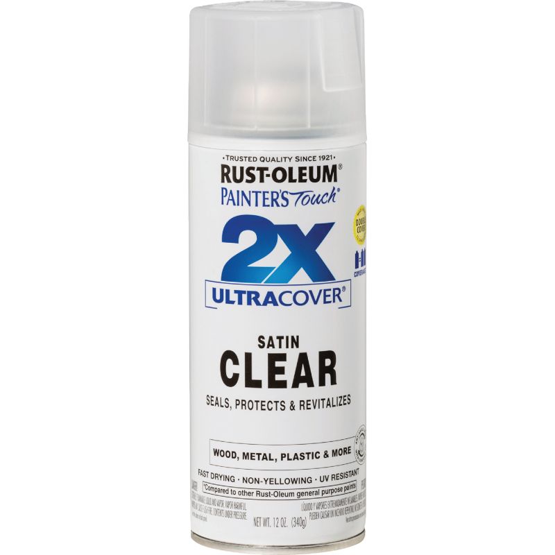 Rust-Oleum Painter&#039;s Touch 2X Ultra Cover Clear Finish Spray Paint Clear, 12 Oz.