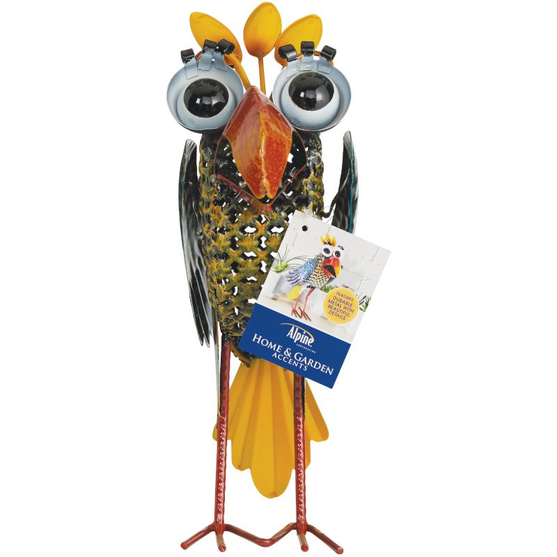Alpine Quirky Wide-Eyed Yellow Bird Lawn Ornament Multi (Pack of 4)