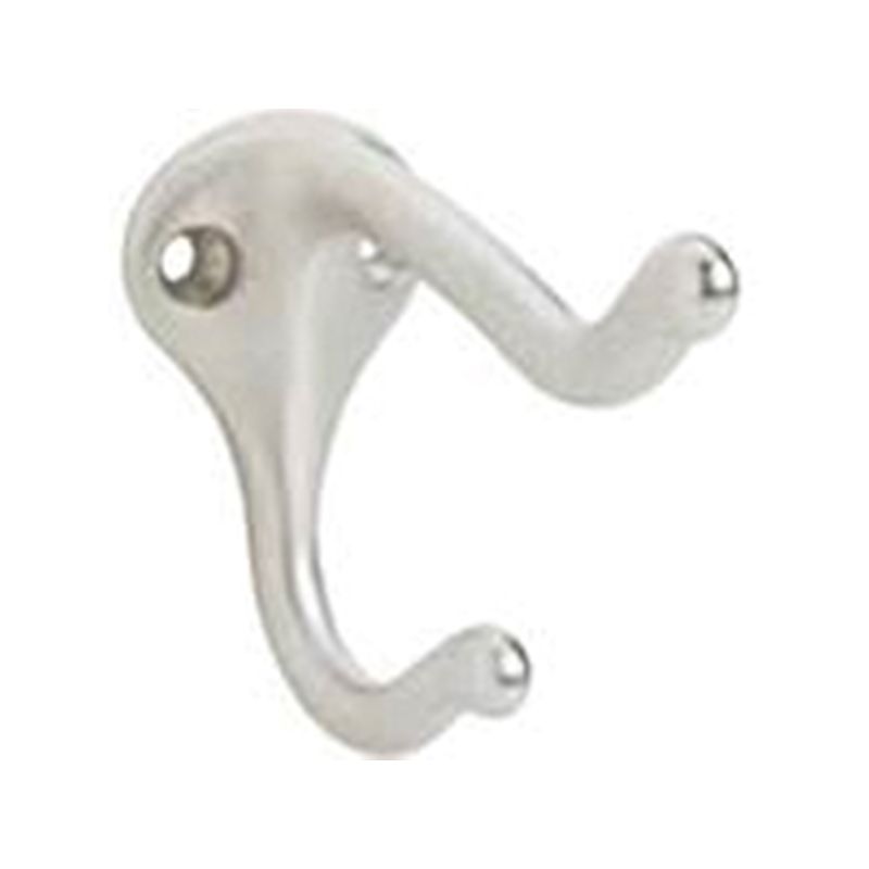 Schlage Ives 571AW Coat and Hat Hook, 2-Hook, Aluminum White