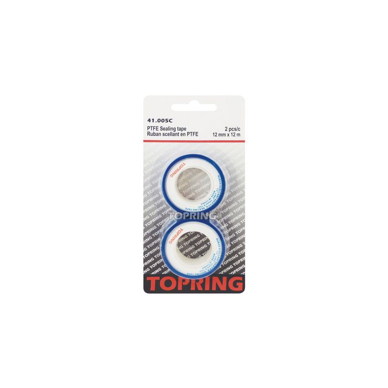 Topring 41.005C Sealing Tape, 12 m L, 12 mm W, PTFE Backing