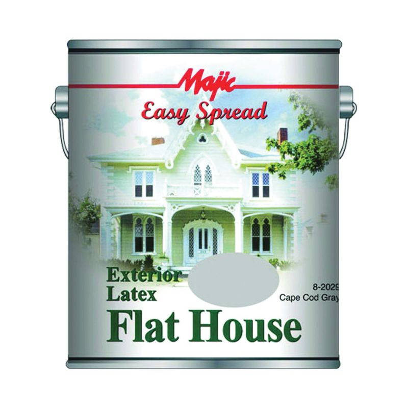 Majic Paints 8-2029-1 Exterior House Paint, Flat, Cape Cod Gray, 1 gal Pail Cape Cod Gray