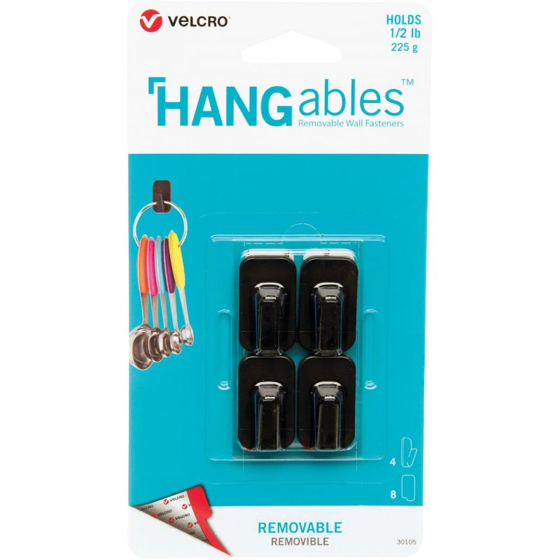 VELCRO Brand Hangables Adhesive Backing Hook &amp; Loop Hook Black