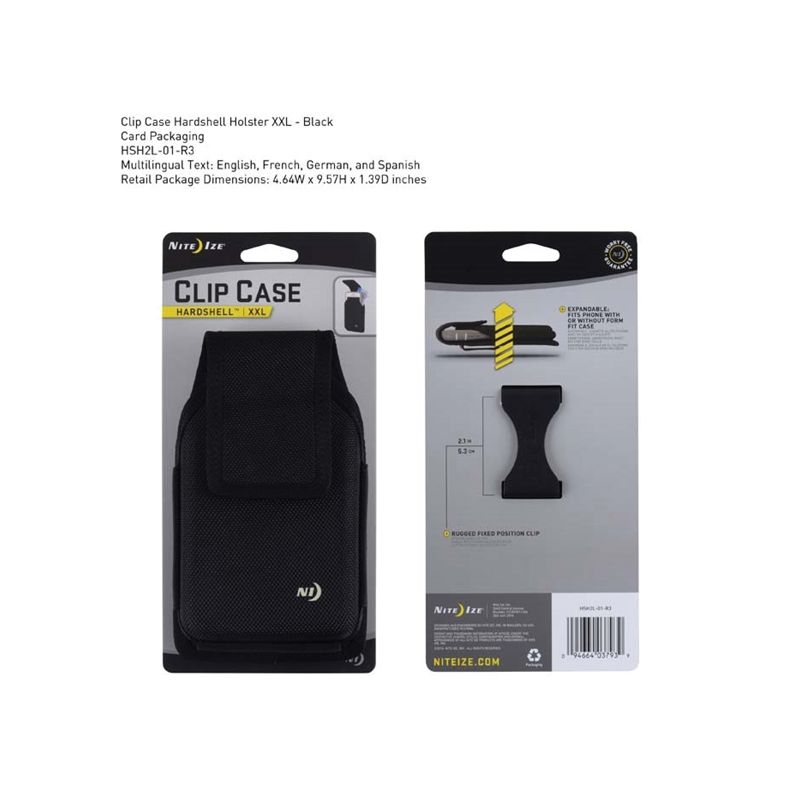Nite Ize Clip Case Hardshell HSH2L-01-R3 Rugged Holster, Nylon, Black Black