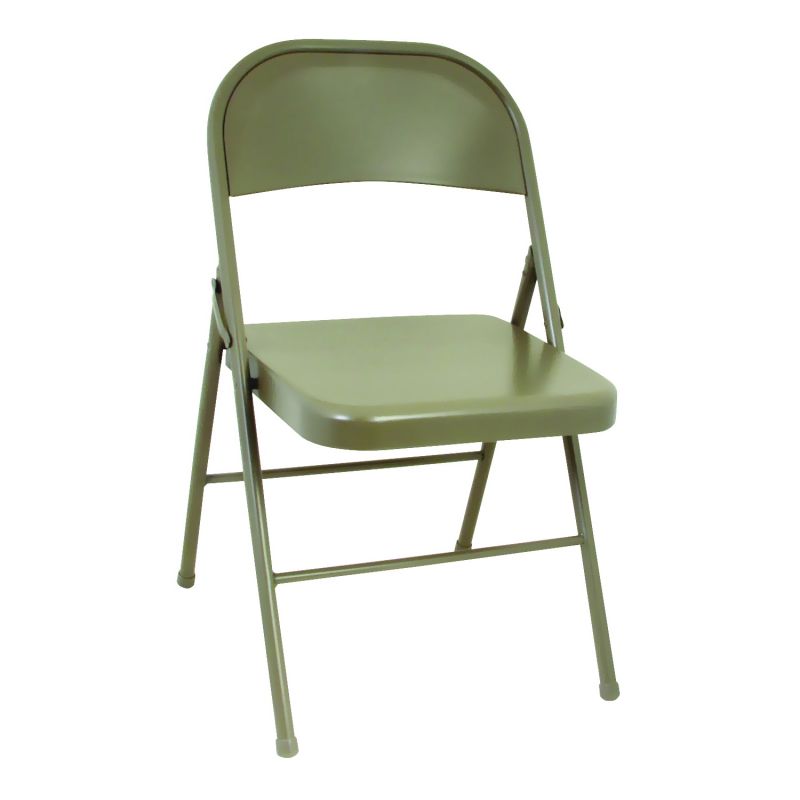 Cosco 14711ANT4E Folding Chair, 17.95 in OAW, 18.3 in OAD, 30-1/32 in OAH, Steel Frame, Vinyl Tabletop Antique Linen
