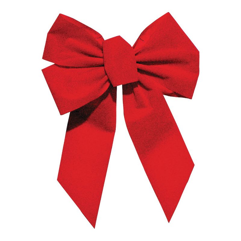 Holidaytrims 7346 Outdoor Bow, 1 in H, Velvet, Red Red