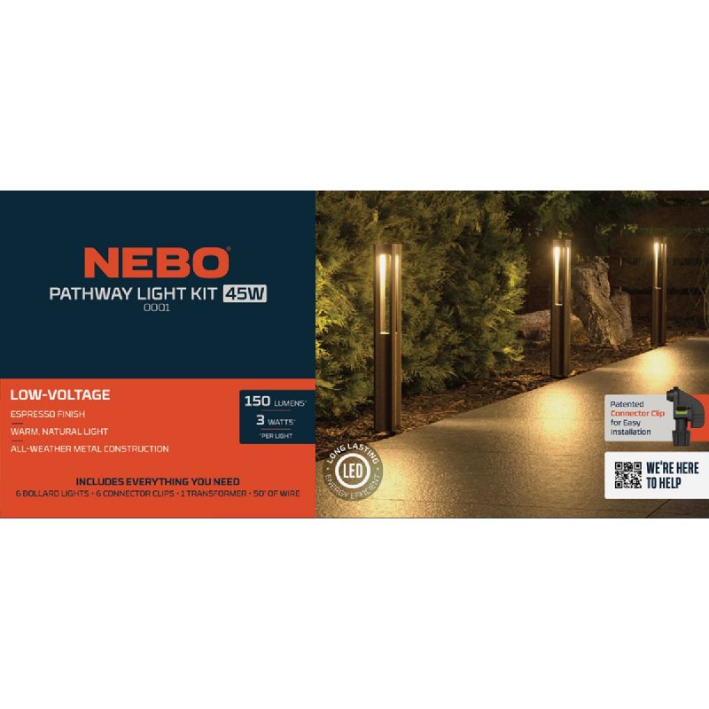 Nebo LED Bollard Style Landscape Path &amp; Stake Light Kit Espresso