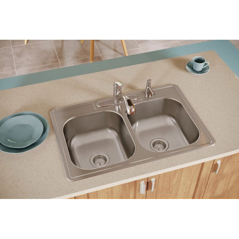Elkay Dayton Double Bowl Kitchen Sink 33 In. X 22 In. X 8-1/16 In., Stainless Steel
