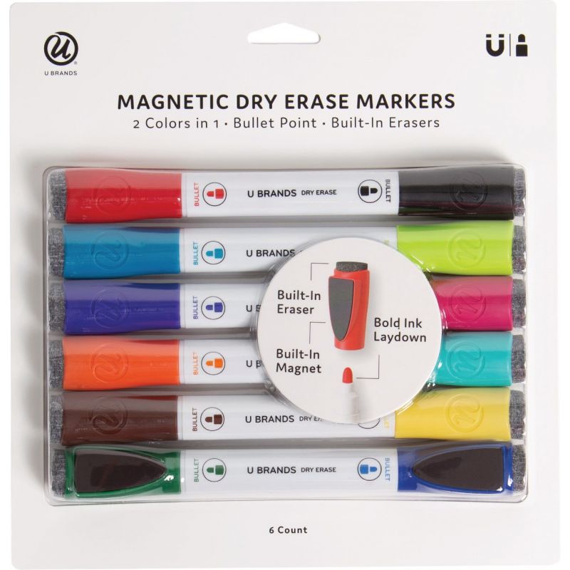 U Brands Magnetic Double Ended Chisel Tip Dry Erase Marker Assorted