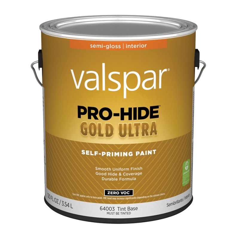 Valspar Pro-Hide Gold Ultra 6400 07 Latex Paint, Acrylic Base, Semi-Gloss Sheen, Tint White, 1 gal Tint White (Pack of 4)