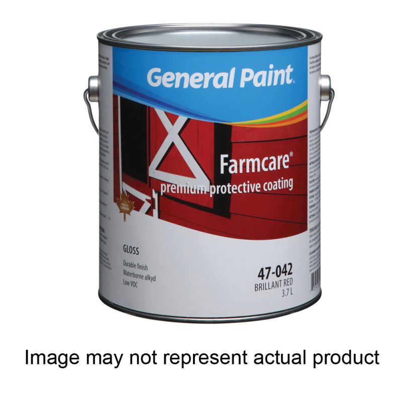General Paint Farmcare 47-043-16 Exterior Paint, Gloss, Ranch Red, 1 gal Ranch Red (Pack of 4)