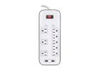 Prime PB523120 Surge Protector with USB Charger, 125 V, 15 A, 8 -Outlet, 2400 J Energy, White White