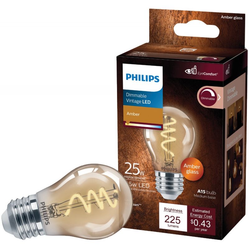 Philips EyeComfort Dimmable Vintage LED A15 Light Bulb