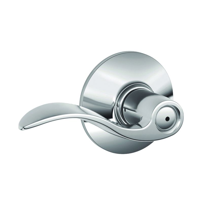Schlage Accent Series F40 ACC 625 Privacy Lever, Mechanical Lock, Bright Chrome, Metal, Residential, 2 Grade