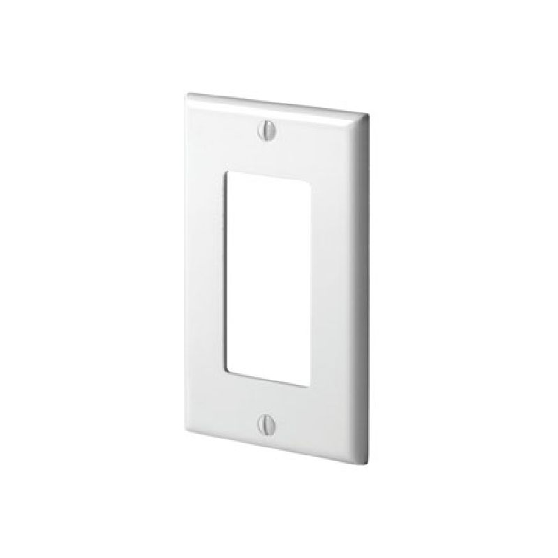Leviton 80401-W Wallplate, 4-1/2 in L, 2-3/4 in W, 1-Gang, Thermoset Plastic, White, Smooth White