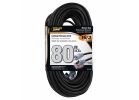 PowerZone ORECPL502633 Extension Cord, 16 AWG Cable, 80 ft L, 10 A, 125 V, Black