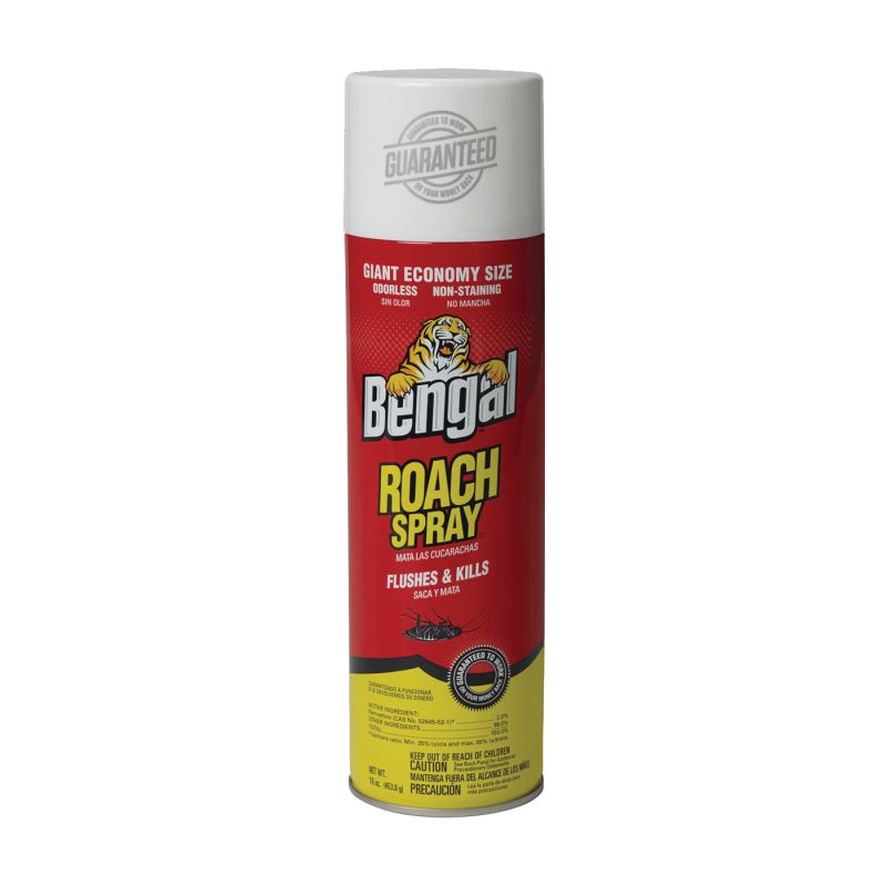 Bengal 96837 Roach Spray, Liquid, Spray Application, 16 oz Aerosol Can Brown/Dark Brown