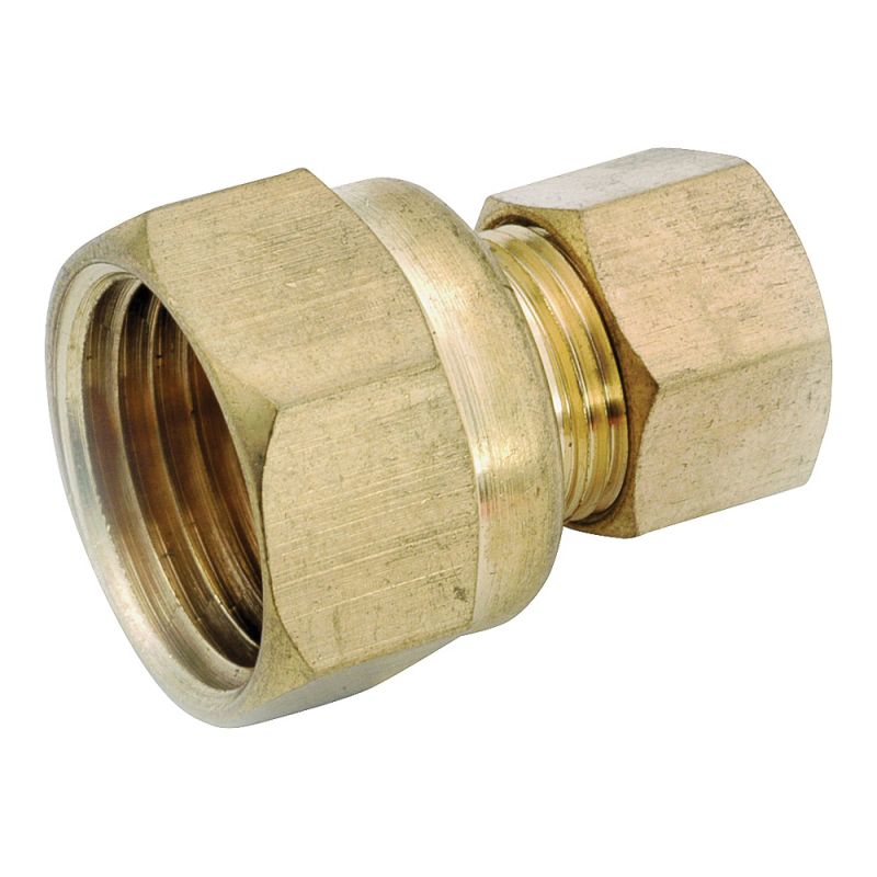 Anderson Metals 750066-1012 Pipe Connector, 5/8 x 3/4 in, Compression x Female, Brass, 150 psi Pressure