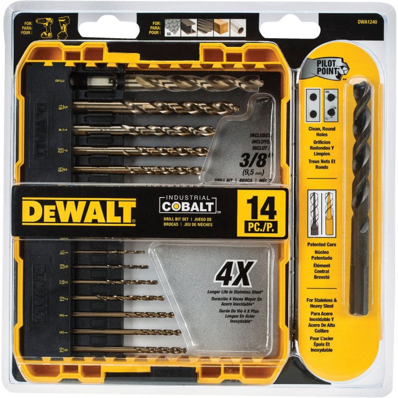 DeWalt 14-Piece Cobalt Drill Bit Set 1/16 In. Thru 3/8 In.
