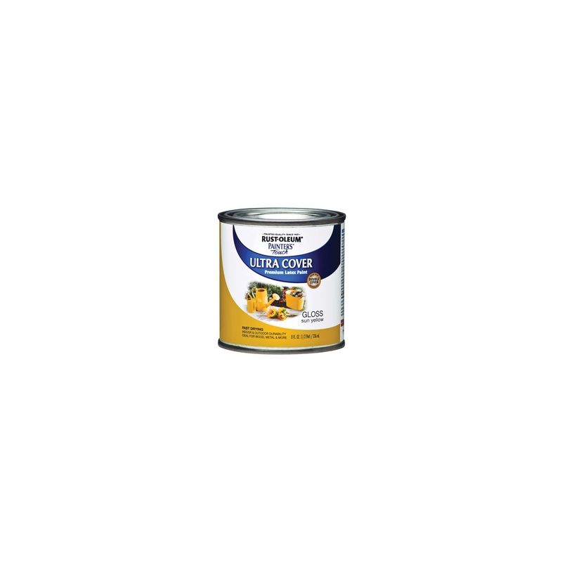 Rust-Oleum 1945730 Enamel Paint, Water, Gloss, Sun Yellow, 0.5 pt, Can, 120 sq-ft Coverage Area Sun Yellow